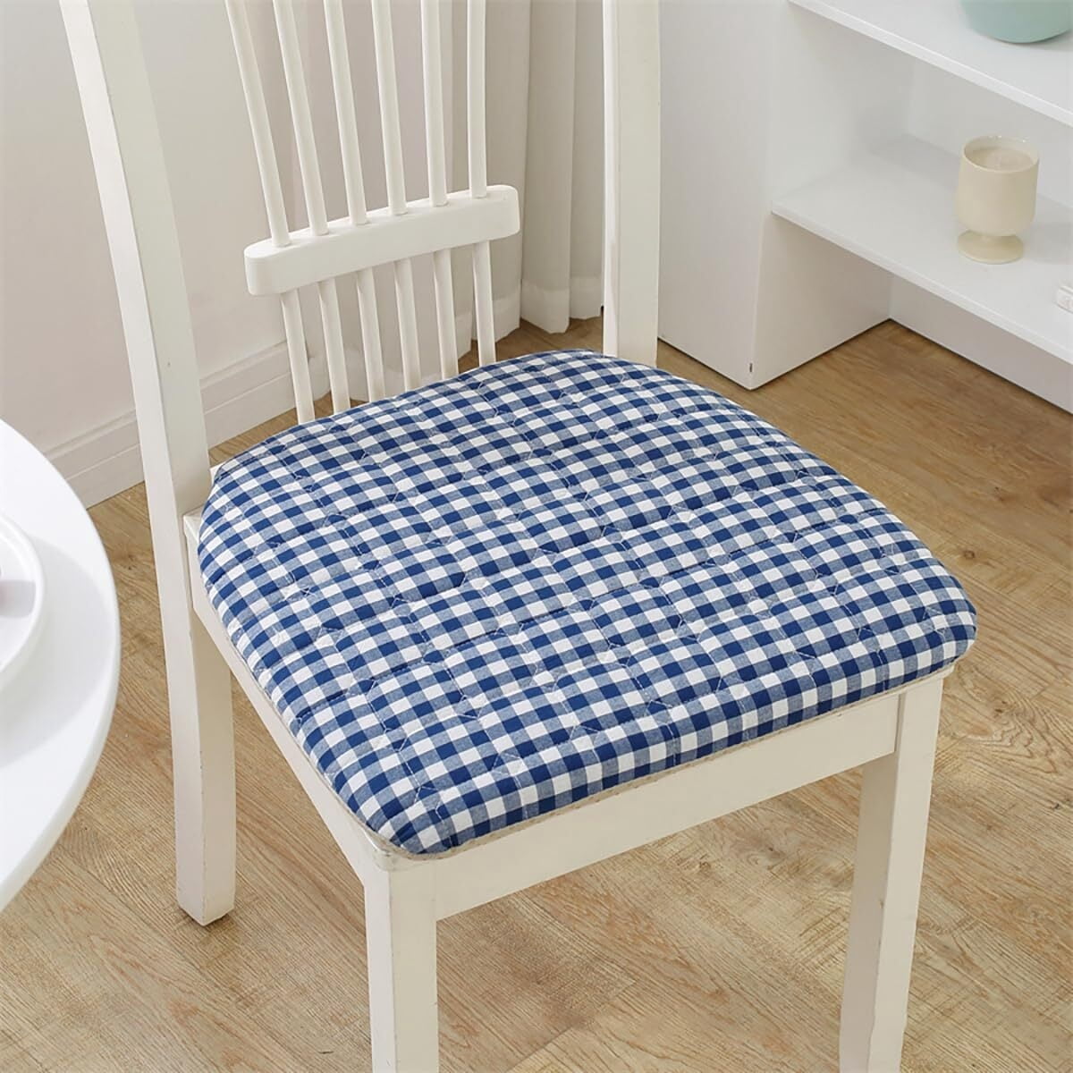 BH-JJSMGS 2/4 Pack Seat Cushion for Dining Chairs, 16.9" X 15.7" Non-Slip Kitchen Chair Pads with Ties, Plaid U-Shaped Sponge Chair Cushion for Kitchen Office Outdoor