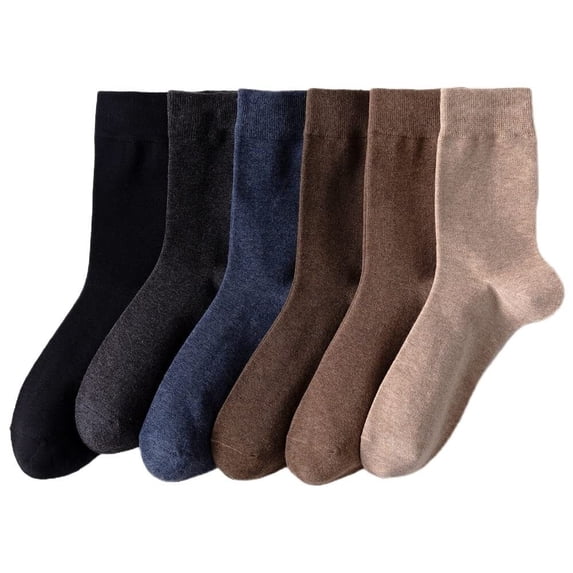 BH-JJSMGS 5/6 Pairs Pack Solid Crew Calf Socks For Men Breathable Casual Multi-Colored US Size 7-12