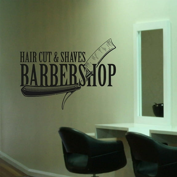 BH-JJSMGS Barbershop Wall Sticker Barbershop Logo Logo Vinyl Wall appliqué Hair Salon Window Decoration Removable Sticker