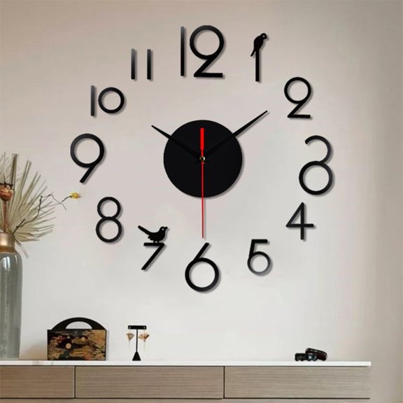 BH-JJSMGS DIY Wall Clock, 3D Frameless Wall Clocks Mirror Sticker Silent Non Ticking Assemble, Round Small Clock Kit For Living Room Bedroom Office Decor