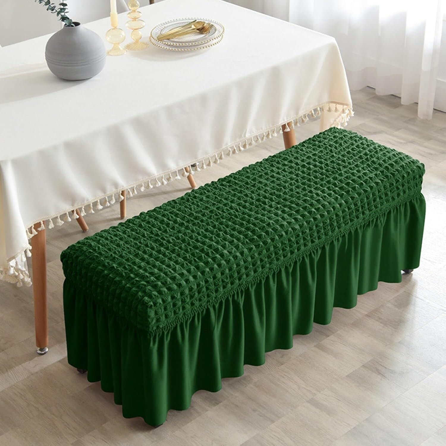 BH-JJSMGS Dining Bench Cover, Soft Stretch Polyester Bench Slipcover ...