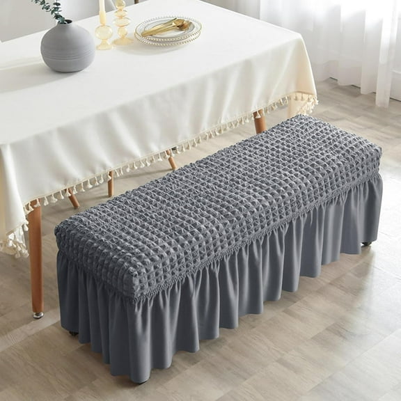 BH-JJSMGS Dining Bench Cover, Soft Stretch Polyester Bench Slipcover, Dining Chair Slipcovers with Skirt, Bench Seat Protector for Living Room Bedroom Dining Room Bedroom