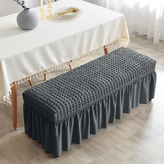 BH-JJSMGS Dining Bench Cover, Soft Stretch Polyester Bench Slipcover, Dining Chair Slipcovers with Skirt, Bench Seat Protector for Living Room Bedroom Dining Room Bedroom