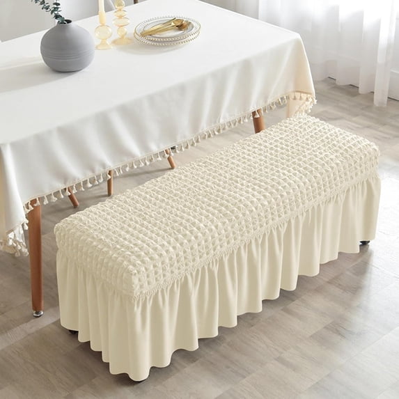 BH-JJSMGS Dining Bench Cover, Soft Stretch Polyester Bench Slipcover, Dining Chair Slipcovers with Skirt, Bench Seat Protector for Living Room Bedroom Dining Room Bedroom