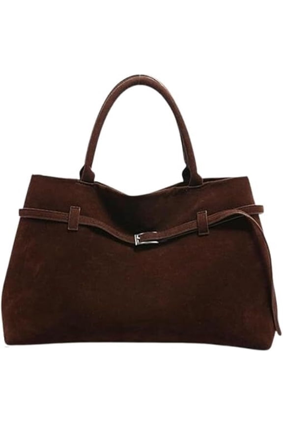 Faux Suede Bag Shoulder Hobo Bag Tote, Women's Large Brown Top Handle Work Tote