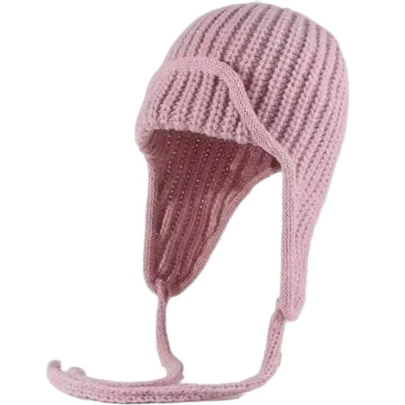 BH-JJSMGS Knit Aviator Trapper Hat Ear Flap Hat for Women Winter Beanie Cap Ushanka Hats Warm Slouchy Cap for Cold Weather Pink