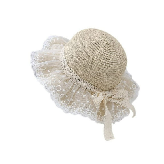 BH-JJSMGS Little Girl Kids Breathable Summer Straw Hat Foldable UV Protection Bowknot Wide Brim Floppy Beach Sun Visor Hats