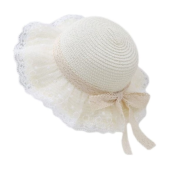 BH-JJSMGS Little Girl Kids Breathable Summer Straw Hat Foldable UV Protection Bowknot Wide Brim Floppy Beach Sun Visor Hats