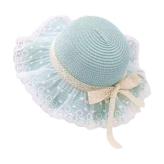 BH-JJSMGS Little Girl Kids Breathable Summer Straw Hat Foldable UV Protection Bowknot Wide Brim Floppy Beach Sun Visor Hats
