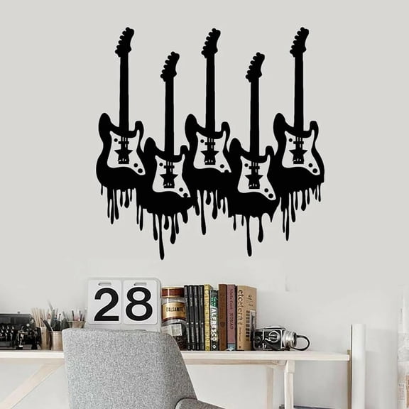 BH-JJSMGS Musical Instrument Electric Guitar Wall Sticker for Music Studio Teenager Bedroom Kids Room Vinyl Art Mural