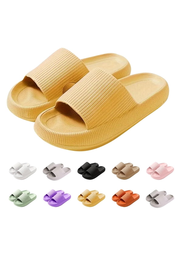 Pillow Slippers for Women and Men, Cloud Slides Shower Sandals House Shoes, Comfy and Cushioned Thick Sole