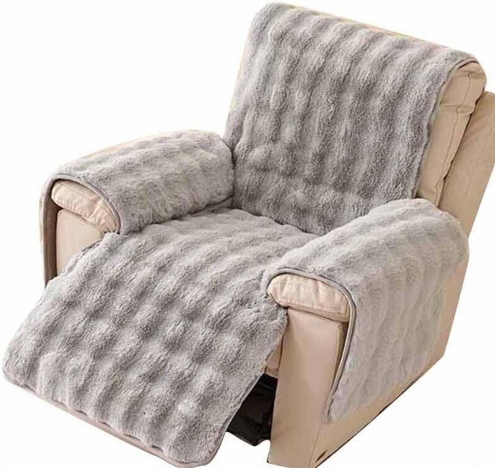 BH-JJSMGS Plush Recliner Slipcovers Recliner Chair Covers Armrest Covers Headrest Cover for Sofa Recliner Protector Couch Sofa Covers, Soft Fuzzy Fluffy Anti-Slip Furniture Protector