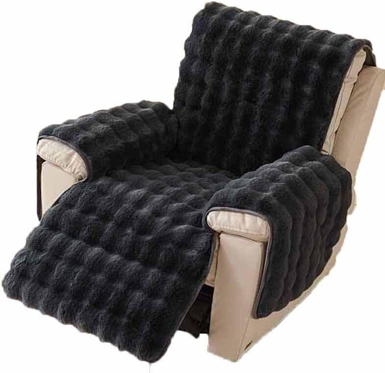 BH-JJSMGS Plush Recliner Slipcovers Recliner Chair Covers Armrest Covers Headrest Cover for Sofa Recliner Protector Couch Sofa Covers, Soft Fuzzy Fluffy Anti-Slip Furniture Protector
