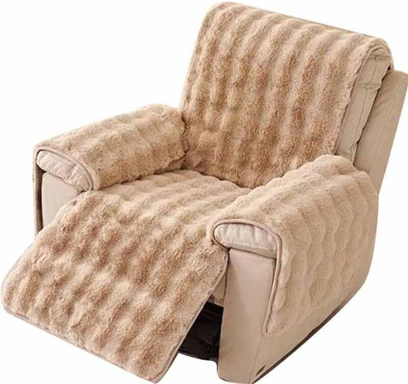BH-JJSMGS Plush Recliner Slipcovers Recliner Chair Covers Armrest Covers Headrest Cover for Sofa Recliner Protector Couch Sofa Covers, Soft Fuzzy Fluffy Anti-Slip Furniture Protector