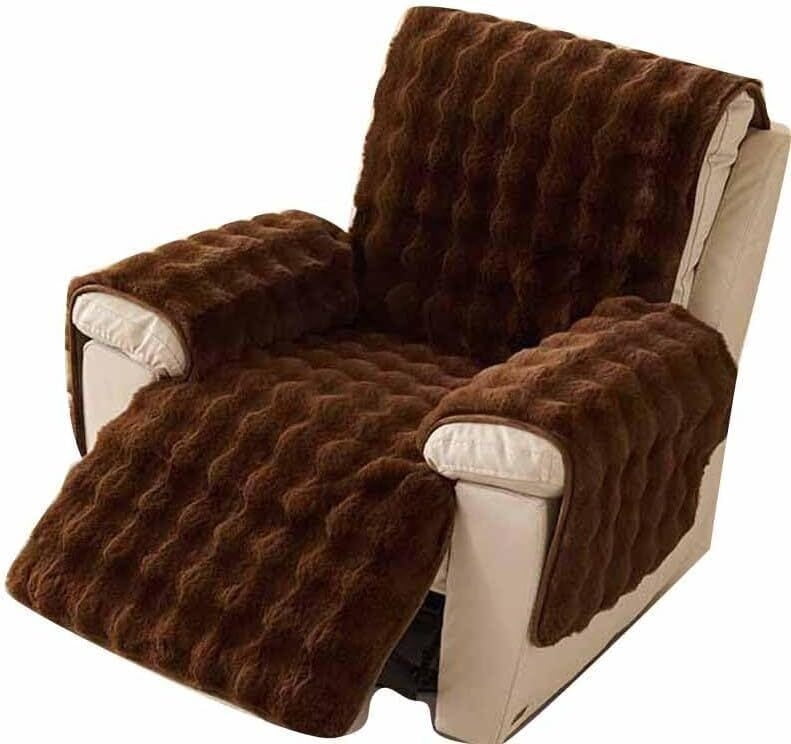 BH-JJSMGS Plush Recliner Slipcovers Recliner Chair Covers Armrest Covers Headrest Cover for Sofa Recliner Protector Couch Sofa Covers, Soft Fuzzy Fluffy Anti-Slip Furniture Protector
