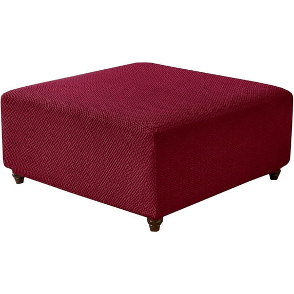 BH-JJSMGS Square Ottoman Cover Stretch Jacquard Knitted Slipcover, Thick Washable Footstool Protector with Elastic Bottom for Living Room