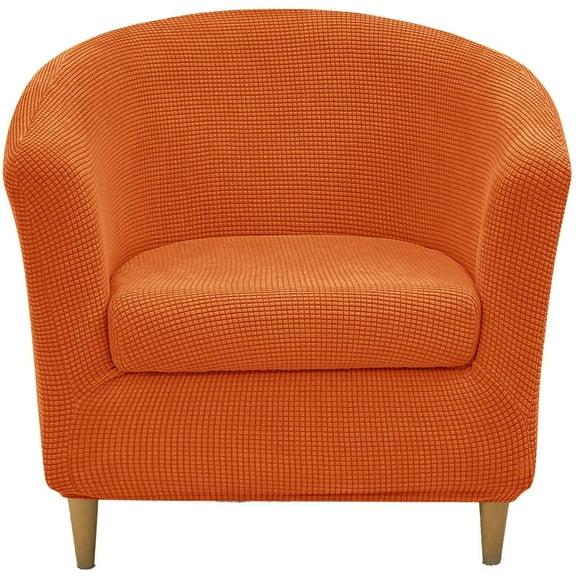 BH-JJSMGS Stretch Club Chair Slipcover, 2 Piece Barrel Chair Cover Soft Checkered Armchair Covers Removable Furniture Protector Washable for Living Room Banquet-2 Piece