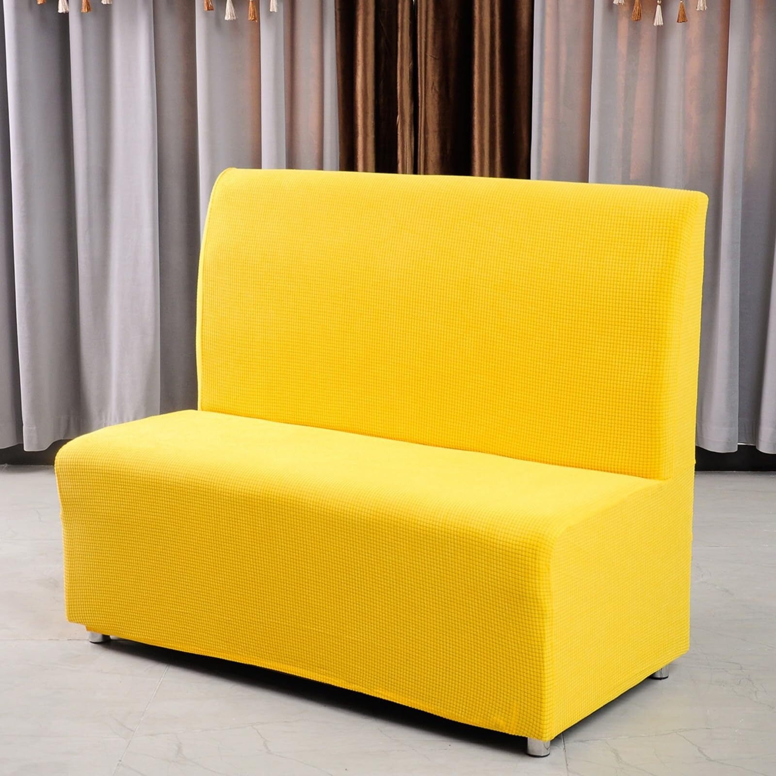 BH-JJSMGS Stretch Restaurant Booth Cover, Small Loveseat Sofa Covers Non-Slip Settee Bench Slipcover Dinette Cushion Covers