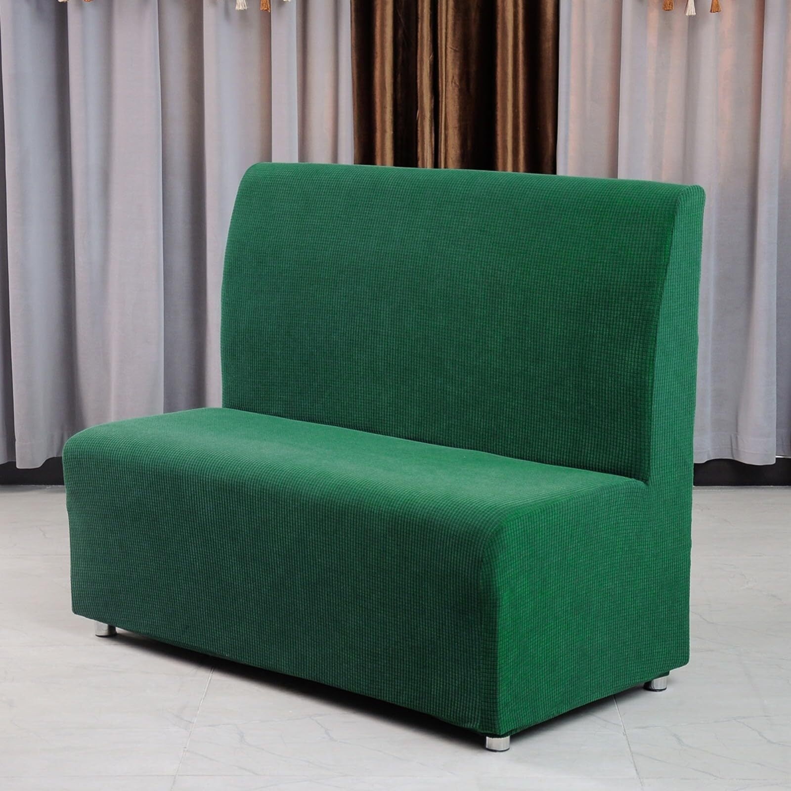 BH-JJSMGS Stretch Restaurant Booth Cover, Small Loveseat Sofa Covers Non-Slip Settee Bench Slipcover Dinette Cushion Covers