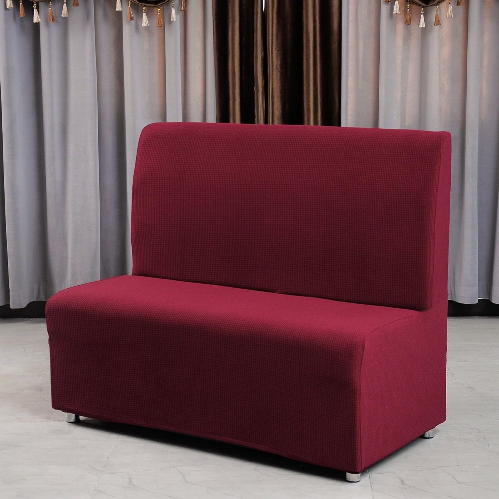 BH-JJSMGS Stretch Restaurant Booth Cover, Small Loveseat Sofa Covers Non-Slip Settee Bench Slipcover Dinette Cushion Covers