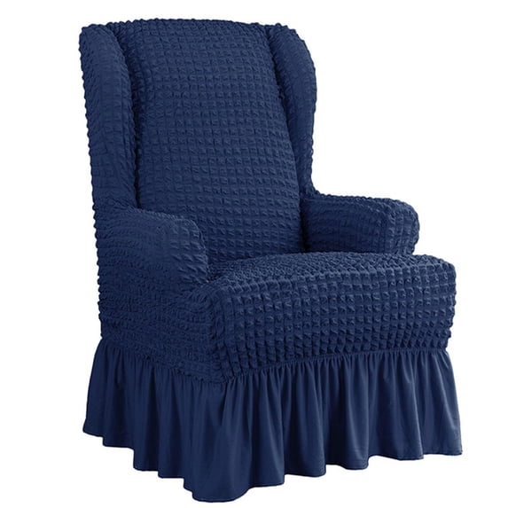 BH-JJSMGS Stretch Slipcover with Skirt 1 Piece Universal Wing Back Chair Cover with Ruffle, High Elastic Wing Back Chair Cover