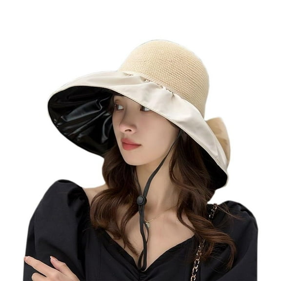 BH-JJSMGS Summer Women's Sun Visor Beach Hat Foldable Sun Hat Wide Brim UV Protection