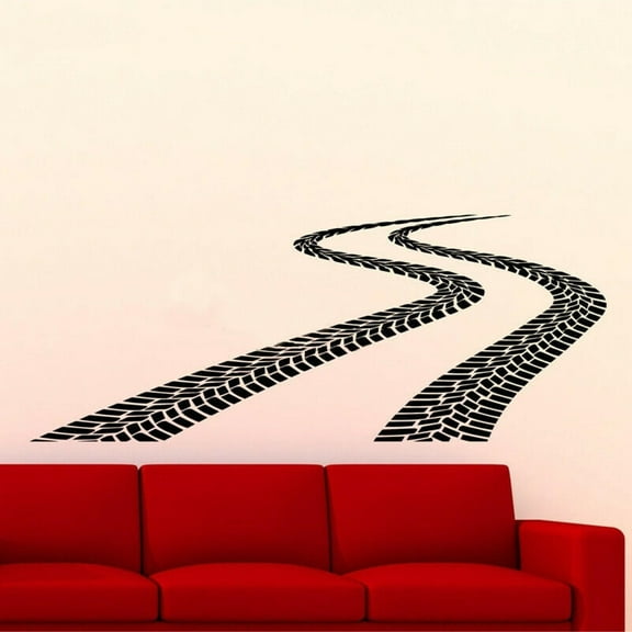 BH-JJSMGS Tire Track Wall Decals Float Road with tire Wall Stickers Artist Bedroom Decoration Accessories Vinyl Removable Wallpaper