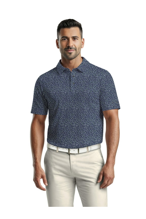 Men's & Big Men's Performance Geometric Confetti Short Sleeve Golf Polo Shirt, Sizes S-5XL