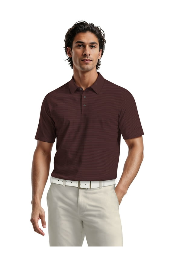 Men's & Big Men's Performance Geometric Jacquard Short Sleeve Golf Polo Shirt, Sizes S-5XL