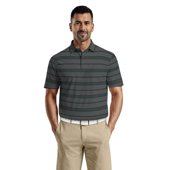 Ben Hogan Men's & Big Men's Performance Texture Stripe Short Sleeve Golf Polo Shirt, Sizes S-3XL