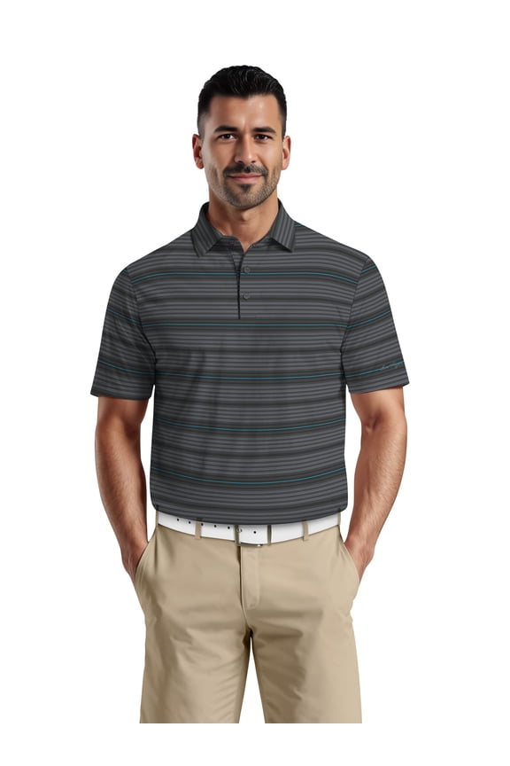Men's & Big Men's Performance Texture Stripe Short Sleeve Golf Polo Shirt, Sizes S-3XL
