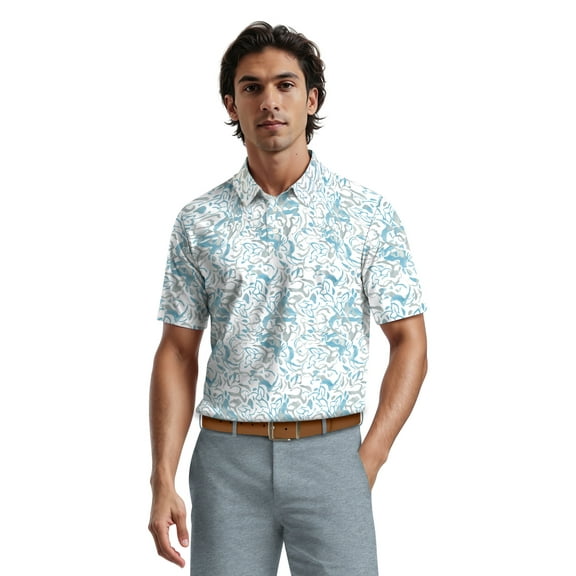 Ben Hogan Men's & Big Men's Performance Nocturnal Tropical Short Sleeve Golf Polo Shirt, Sizes S-5XL