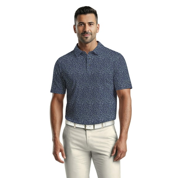 Ben Hogan Men's & Big Men's Performance Geometric Confetti Short Sleeve Golf Polo Shirt, Sizes S-5XL
