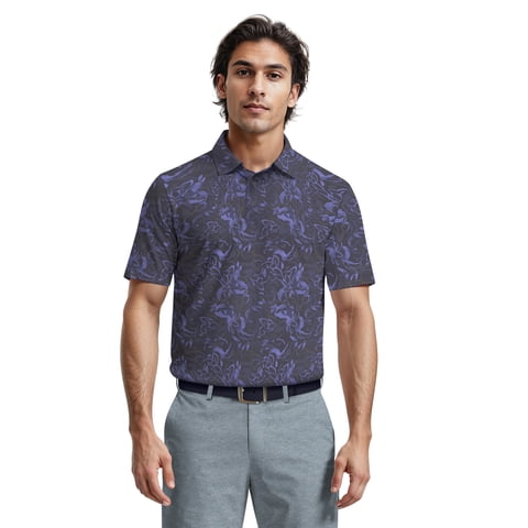 Ben Hogan Men's & Big Men's Performance Nocturnal Tropical Short Sleeve Golf Polo Shirt, Sizes S-5XL