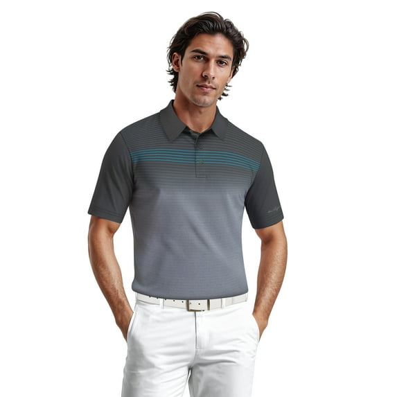 Ben Hogan Men's & Big Men's Performance Heather Assymetric Short Sleeve Golf Polo Shirt, Sizes S-3XL