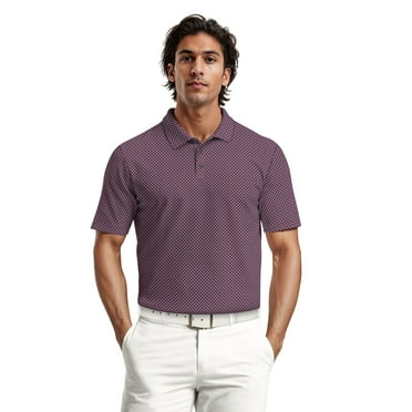 Ben Hogan Men's & Big Men's Performance Allover Geo Print Short Sleeve Golf Polo Shirt, Sizes S-5XL