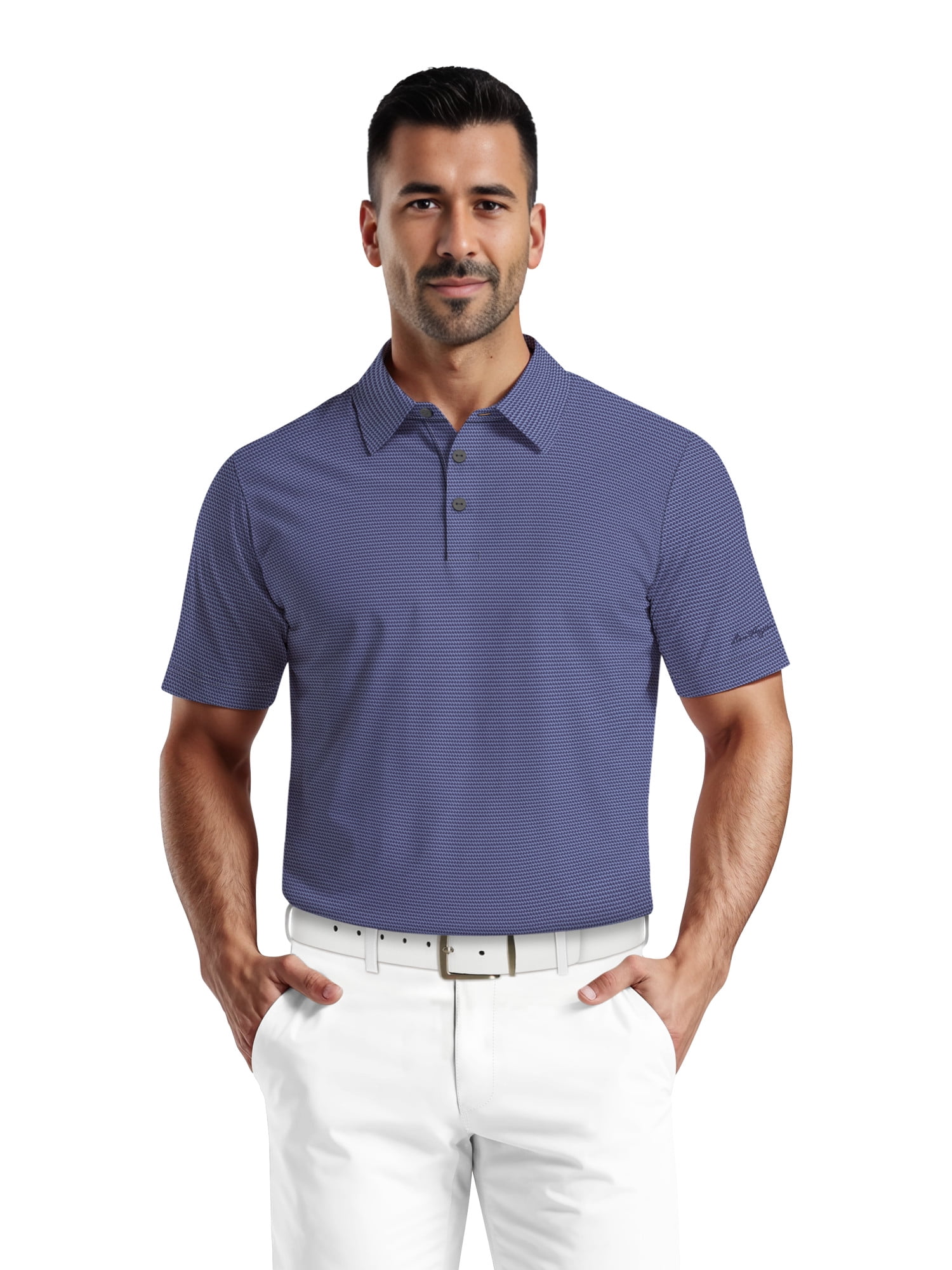 Ben Hogan Men's & Big Men's Performance Geometric Jacquard Short Sleeve Golf Polo Shirt, Sizes S-5XL