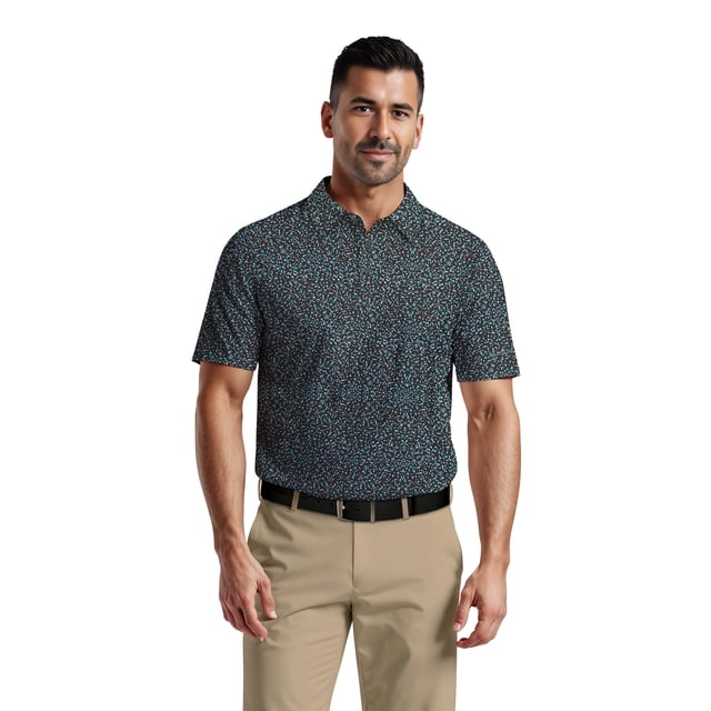 Ben Hogan Men's & Big Men's Performance Geometric Confetti Short Sleeve Golf Polo Shirt, Sizes S-5XL