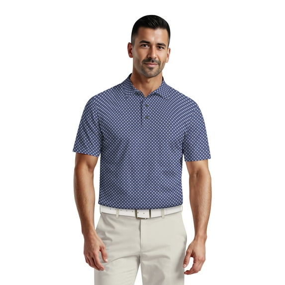 Ben Hogan Men's & Big Men's Performance Allover Geo Print Short Sleeve Golf Polo Shirt, Sizes S-5XL