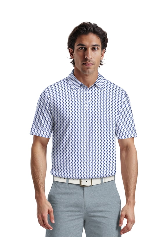 Men's & Big Men's Performance Large Geometric Short Sleeve Polo Shirt, Sizes S-5XL