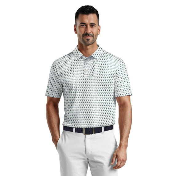 Ben Hogan Men's & Big Men's Performance Palm Tree Golf Ball Short Sleeve Polo Shirt, Sizes S-5XL