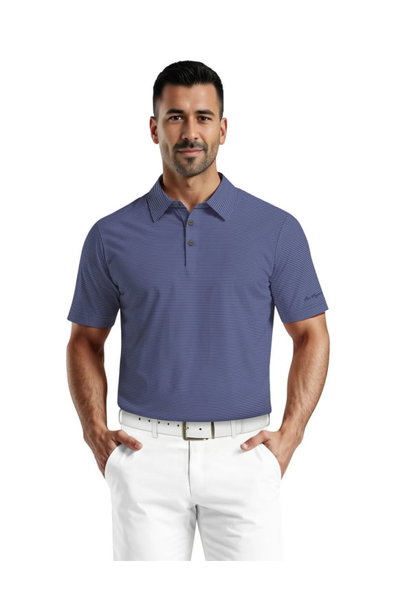 Men's & Big Men's Performance Geometric Jacquard Short Sleeve Golf Polo Shirt, Sizes S-5XL