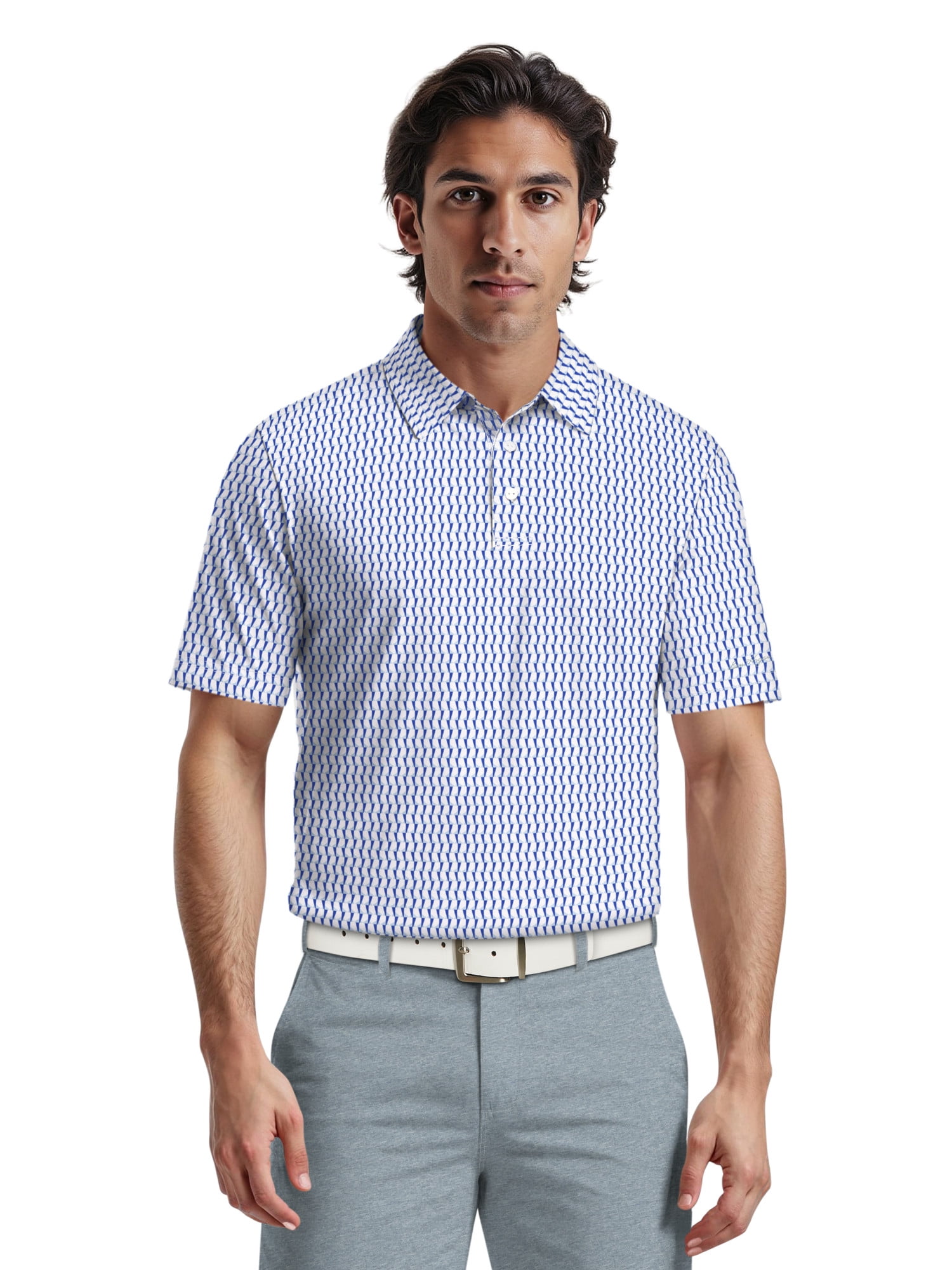 Ben Hogan Men's & Big Men's Performance Large Geometric Short Sleeve Polo Shirt, Sizes S-5XL