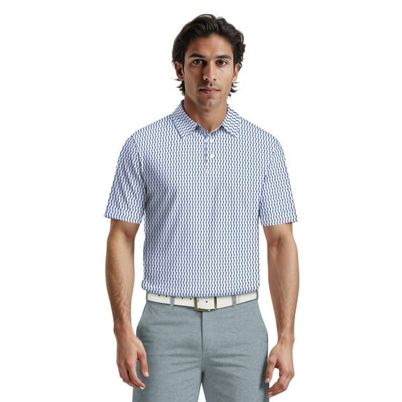 Ben Hogan Men's & Big Men's Performance Large Geometric Short Sleeve Polo Shirt, Sizes S-5XL