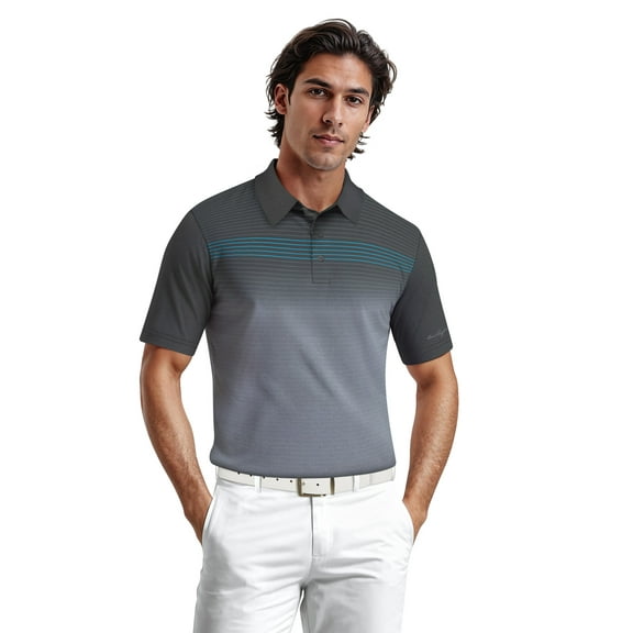 Ben Hogan Men's & Big Men's Performance Heather Assymetric Short Sleeve Golf Polo Shirt, Sizes S-3XL