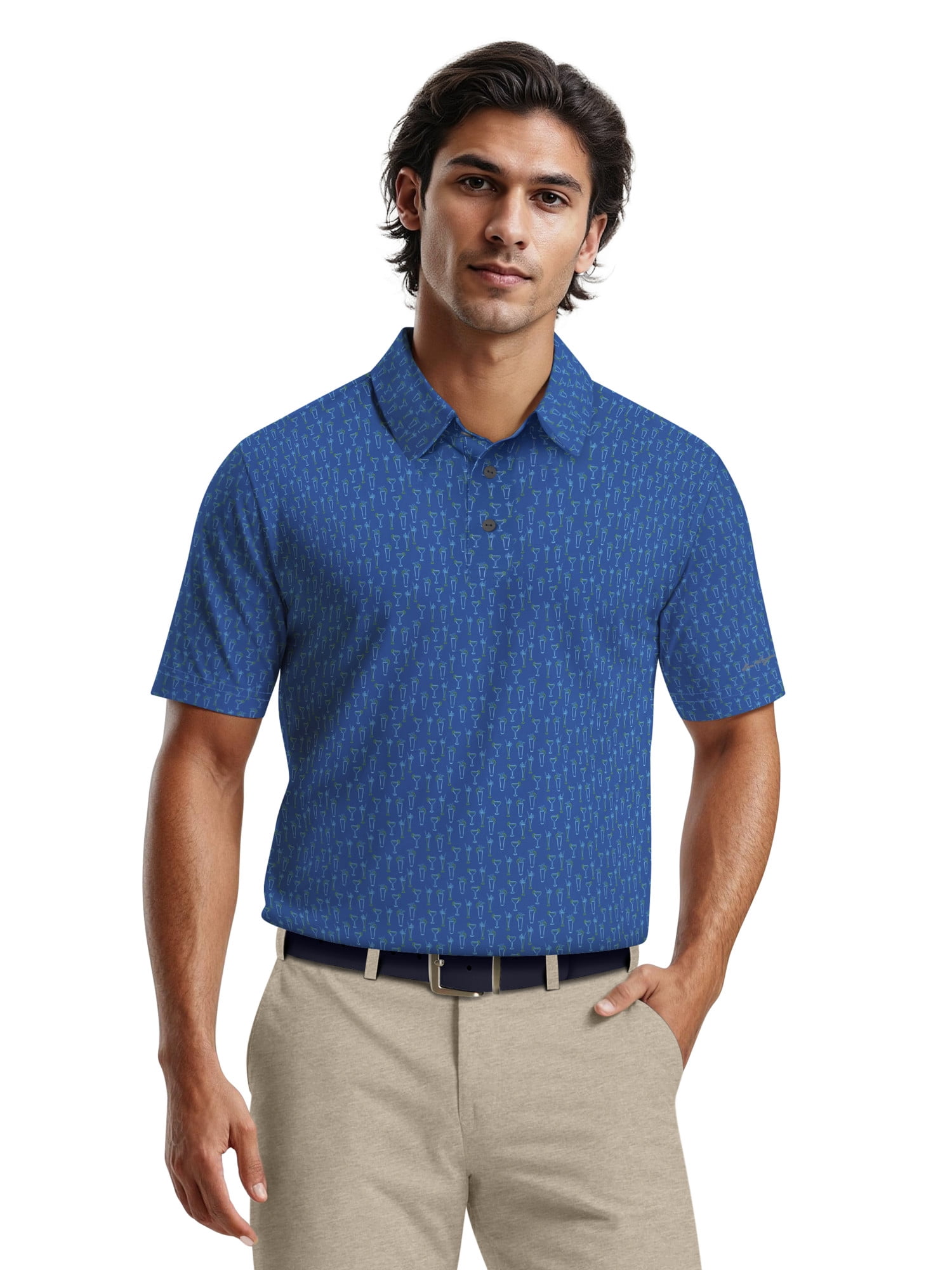 Ben Hogan Men's & Big Men's Performance Drink Conversational Short Sleeve Golf Polo Shirt, Sizes S-5XL