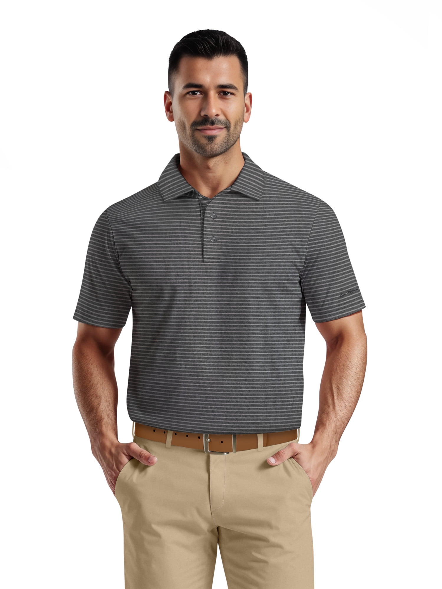 Ben Hogan Men's & Big Men's Performance Heather Stripe Short Sleeve Golf Polo Shirt, Sizes S-5XL