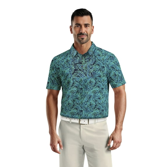 Ben Hogan Men's & Big Men's Performance Electric Tropical Short Sleeve Golf Polo Shirt, Sizes S-5XL
