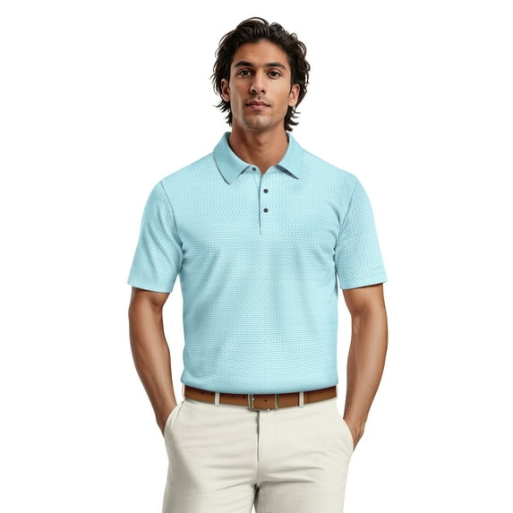 Ben Hogan Men's & Big Men's Performance Mini Geometric Print Short Sleeve Golf Polo Shirt, Sizes S-5XL