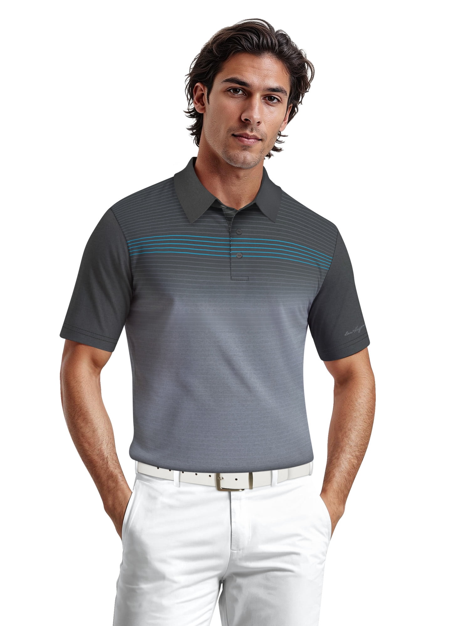 Ben Hogan Men's & Big Men's Performance Heather Assymetric Short Sleeve Golf Polo Shirt, Sizes S-3XL